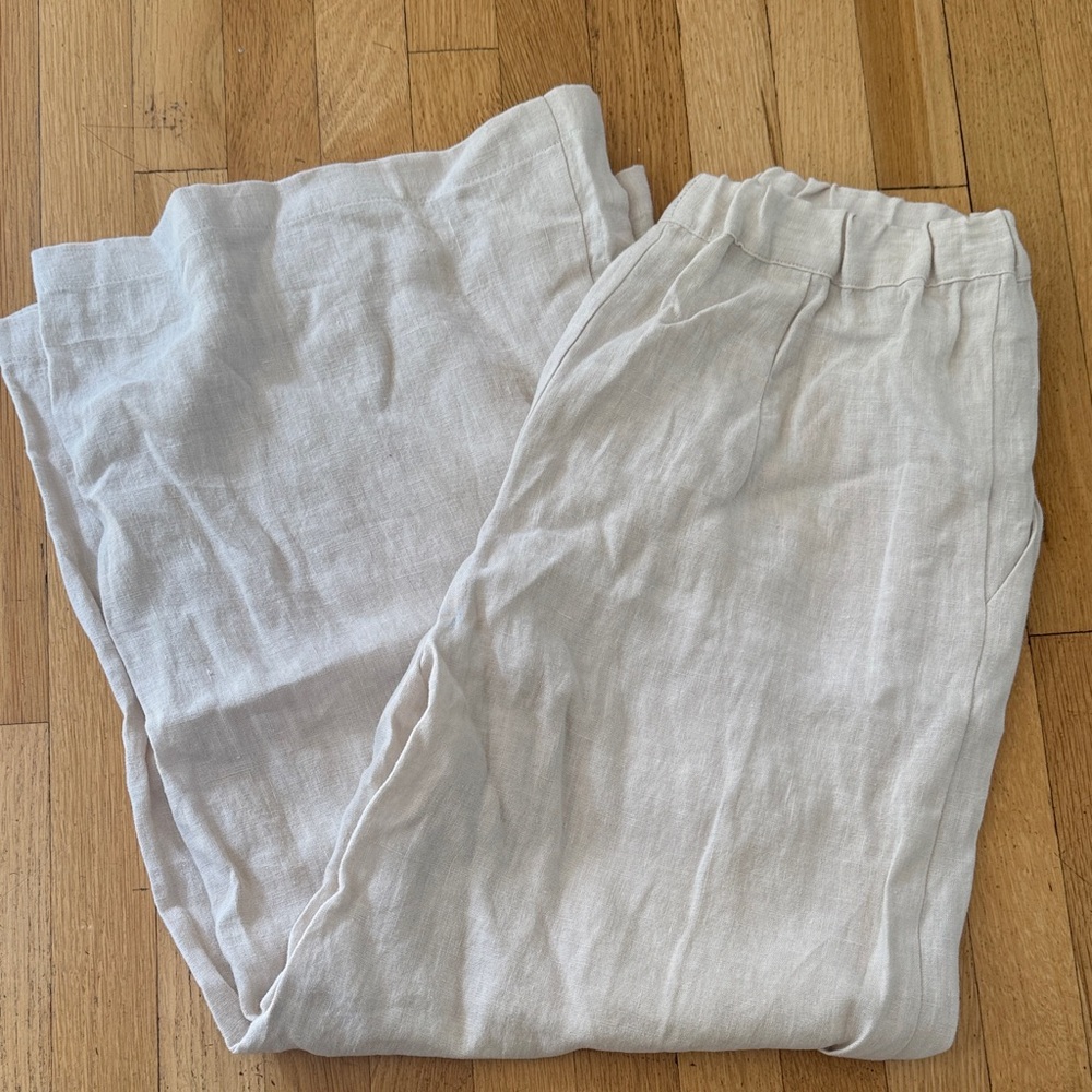 First Lite Cream Linen Trousers